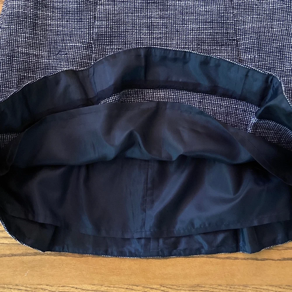 J. Crew Navy Tweed Box Pleat Skirt